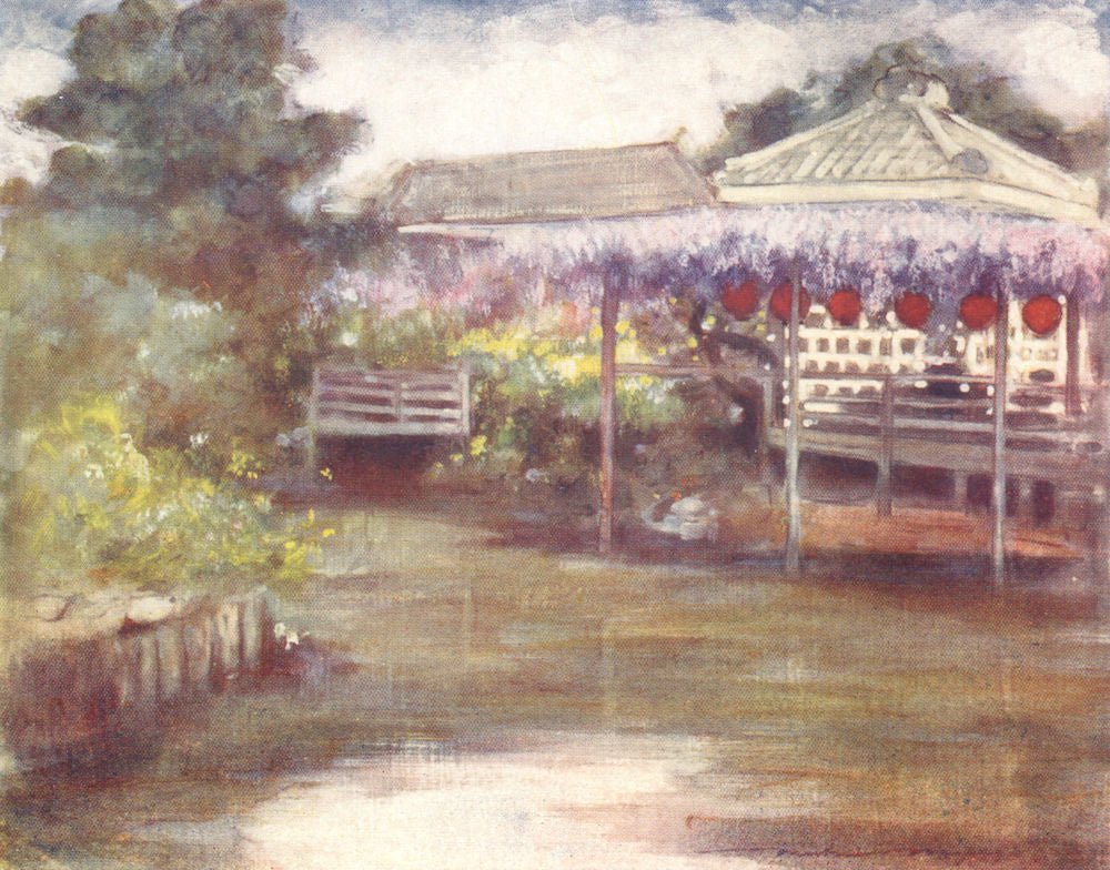 JAPAN. A Garden 1904 old antique vintage print picture